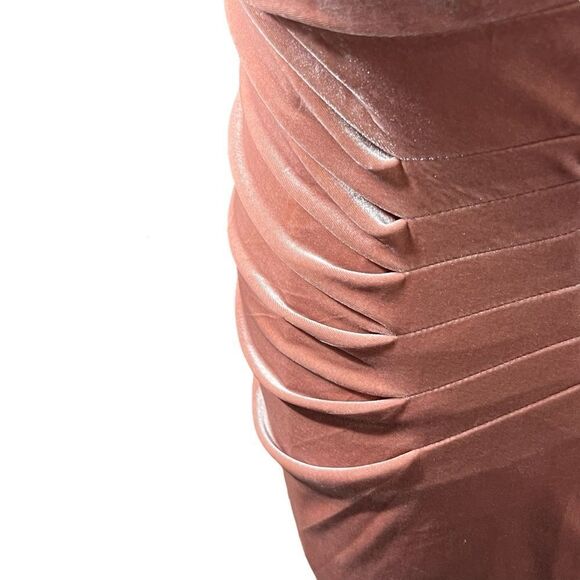 Nipon Boutique Dusty Rose Cowl Neck Ruched Side Velveteen Dress -- 16‎ - Picture 6 of 14